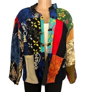 Patchwork Multi-Color Women's Jacket - Boho Statement Coat